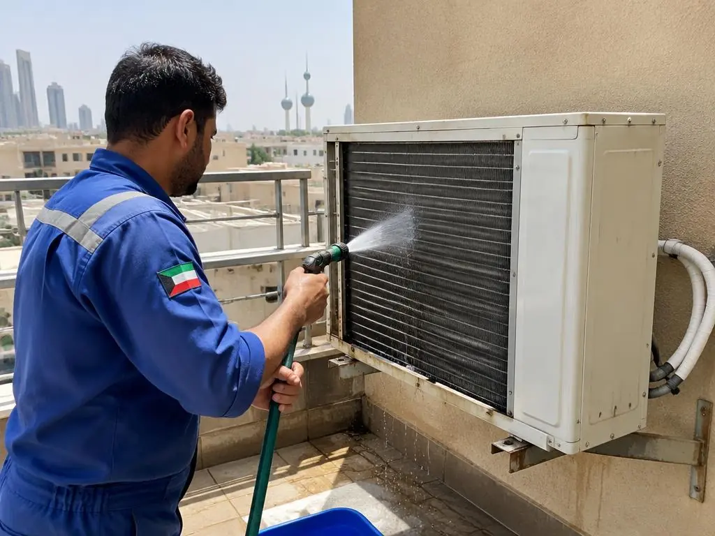 تنظيف الوحدة الخارجية للمكيف بالماء